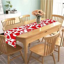 1 szt. – bieżnik walentynkowy z motywem czerwonego serca i motywem "Miłość" – romantyczna dekoracja stołu z motywem miłości, akcent w postaci czerwonego serca i motywu "Miłość", dekoracja na walentynkową kolację i do domu, bieżnik na stół na walentynki i prezent - Wielokolorowe - Zobacz 2