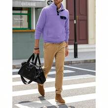 Camisetas de manga corta y cuello redondo para hombre, de algodn, cmodas, suaves - para hombre + G + Z Light Purple - Ver 4