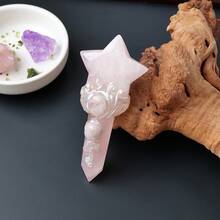 1PC Mini Size Natural Crystal Moon Star Point Magic Scepter Healing Stones Craft Fairy Wand Party Halloween Decor Party Thanksgiving EasterGift - Magic Wand - View 10