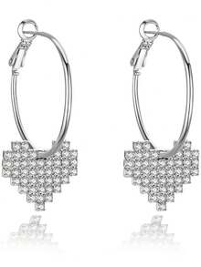 1 Pair Oversized Metal Heart Hoop Earrings, Classic European & American Fashion Earrings For Women Valentines