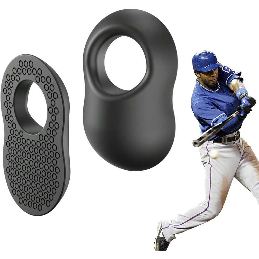 Paquete de 2 bateadores de béisbol para entrenamiento, protector de pulgar de béisbol, agarre de bateo, accesorios de béisbol, equipo de entrenamiento de béisbol, protector de pulgar, entrenador de - Negro - Ver 1
