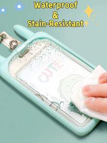 1PC ID Badge Holder And Luggage Tags, Vertical Card Case Protector, Waterproof Clear Hard Plastic, Cute Cartoon Animal Rabbit Ear Shape Design, With Adjustable Neck Lanyard And Buckle Strap, For Students Teachers Travel Enthusiasts, School Office Vacation Essentials,Christmas Gift - 粉色 - 查看 8
