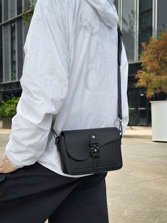 Winter Fashion Minimalist Versatile Personalized Lock Flap Shoulder Crossbody Bag For Men, Can Fit Phone, Power Bank, Keys, Coins, Cards, Suitable For Outdoor, Leisure, Travel, Commuting Festival