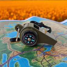 Silbato Multifuncional 3 En 1 Con Termómetro Y Brújula Para Camping Y Senderismo - Verde militar - Ver 12