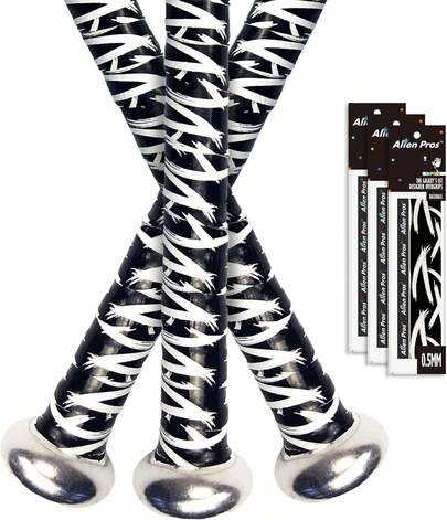 Alien Pros - Cinta de agarre para bate de béisbol (3 o 6 agarraderas) precortada y adherente al tacto, repuesto para viejas envolturas, envuelve tu bate para una carrera en casa épica (3 o 6 agarraderas), hiperplanos paquete de 3