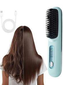 1pc Portable Wireless Hair Straightening Comb - USB Charging Travel Essential, 3-Speed Temperature Control, Copper Hot Plate For Smooth Styling, Women's Portable Hair Salon | Fashionable Modern Design | Mini Hair Straightening Machine - Multicolor - View 17