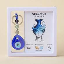 1件天然紫水晶碎石十二星座恶魔之眼钥匙扣盒，男女皆宜，珠宝礼品，瑜伽灵气脉轮冥想圣诞节感恩节礼物 - 十二星座惡魔之眼鑰匙扣 - 查看 18