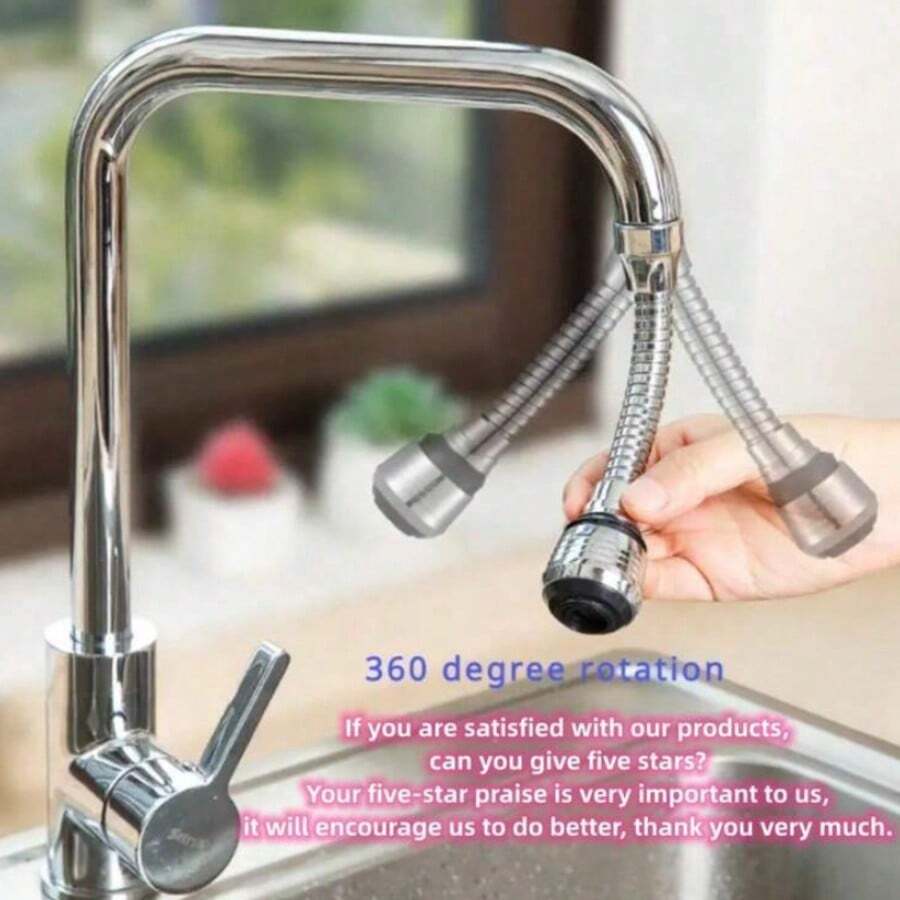 1pc Kitchen Gadgets, 2 Modes 360 Degree Rotating Bubble High Pressure Faucet Extender, Household Goods, Home Kitchen Accessories - Silver - View 1