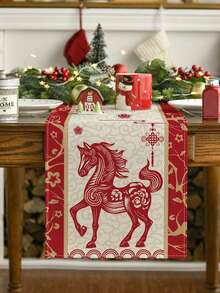 Taplak Meja Tema Natal Rusa Merah & Kepingan Salju Atoid Mode, Cocok untuk Dekorasi Meja Dapur & Ruang Makan Musim Dingin untuk Acara Keluarga - Merah - View 10