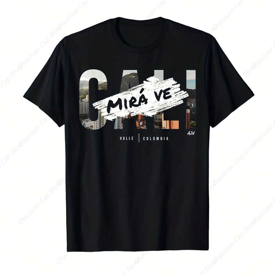 Cali Urban Colombia T-Shirt Vintage Tee T-Shirts Cotton New Arrival Tops - Đen 28 - Xem 1