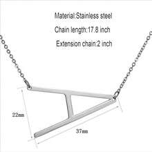 MOMOL Sideways Initial Necklace 18K Gold Plated Stainless Steel Large Big Letters Pendant Necklace Script Name Monogram Necklaces For Women,A - A - View 5