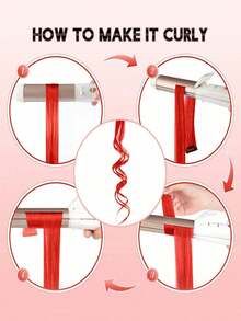 Five Red Clip-On Hair Extensions, 20-Inch Long Straight Hair, Clip-On Synthetic Material, Suitable For All Occasions Such As Cosplay, Dress-Up, Fashion Parties, New Year's, Etc., Can Be Given As A Gift To Women, And Used At Music Festivals, Etc. (Red) - Multicolor - View 11