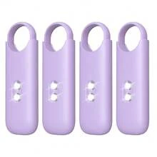 4pcs USB Rechargeable Personal Safety Alarm Keychain Dual LED Strobe Light 130dB Self Defense Siren Portable Self Defense Security Device For Women, Girls, Students, Elderly, Night Walking Running Camping Multi Pastel Color Available - Purple - View 13