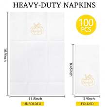 100PCS Than1ks 1giving Napkins Disposable - White And Gold Paper Napkins With Built-In Flatware Pocket Prefolded Cloth Like - Heavy-Duty Linen-Feel Dinner Napkins For Than1ks 1giving & Dinner,Gold-1 - 金-1 - 查看 7