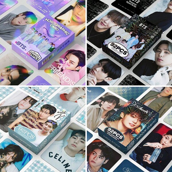 مجموعة بطاقات صور قابلة للجمع ل- K-Pop BT/S JIMIN V J-HOPE RM JIN COR-TIS MARTI JAMES JUHOON SEONGHYEON KEONHO 5 قطع/6 قطع/124 قطعة/92 قطعة - طقم ألبوم تذكاري مصنوع من المعجبين، هدية عيد ميلاد K-Pop، بطاقات تبادل مع صندوق عرض، طقم إشارات، بطاقات مجموعة، هدية عيد الحب، هدية صغيرة، بطاقة دعم للمجموعة الشعبية