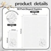 50 Pack Silver Magnolia Napkins - Silver Floral Disposable Napkins - Cloth-Like Feel Dinner Paper - Vintage Heavy Duty Hand Towels For Bathroom Wedding Holiday Party Bridal Decorative Towels,Silver - 銀色 - 查看 3
