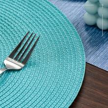 FunWheat Round Braided Placemats Set Of 4 Table Mats For Dining Tables Woven Washable Non-Slip Place Mats 15inch (Turquoise, 4pcs),Turquoise15inchessetof4 - Turquoise15inchessetof4 - View 6