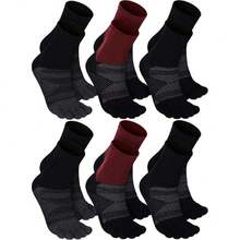 6 Pairs Women Men Ankle Toe Socks Cotton Warm Crew Toe Separator Socks For Athletic Running,29639138 - 黑與白 - 查看 1