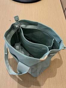 2025 时尚休闲帆布宽肩带斜挎包 - 綠色 - 查看 2