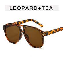 1 Piece Retro Double Stripe Fashion Glasses High-End Sense Street Shading Eyewear Mother's Day 2026 Best Mom Gift For Mom Grandma Mum Sentimental Thank You Heartfelt Unique Surprise Gift Mothers Day Accessories - 豹紋茶片 - 查看 2
