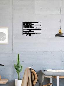 زخرفة جدارية معدنية سوداء على شكل علم أمريكا، مناسبة للأماكن الداخلية والخارجية، وتنطبق بشكل مثالي على غرف المعيشة والحمامات والمطابخ والمكاتب - متعدد الألوان - مشاهدة 7