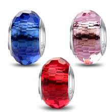 MICOO 925 Sterling Silver Charms For Bracelets,Fashion DIY Dangle Pendants Beads Simulated Birthstone Charms,Birthday Gifts For Women,3RedBlueandPinkCharms - 3個紅藍粉紅吊墜 - 查看 1