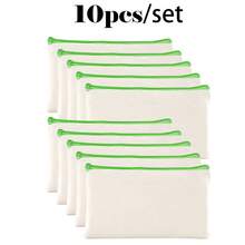 5/10/20/50 pièces Sacs à fermeture éclair en coton vierge DIY Sacs de rangement pour maquillage, cosmétiques, articles de toilette, papeterie, cadeaux - Beige - Voir 16