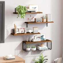 Estantes Flotantes Montados en la Pared - 5 PCS Repisas Flotantes - Estante de Pared, Capacidad de Carga 18 KG, 40 * 15 CM ()(Marrón Oscuro) - Multicolor - Ver 8