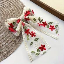 6 Colors To Choose From/1 Piece Set/Lace Ribbon Bow Hair Clip, Women's Matte Candy Color Hair Clip, Multiple Colors To Choose From, Suitable For Daily Travel, Gatherings And Parties, Wearing Hair Accessories, Perfect Choice For Gifts - 紅色 - 查看 7