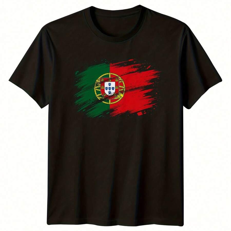 Portugal  Di Mens T-Shirt Womens  Graphic Uni Top All Season 220g Cotton Single Sided Printed Crew Neck Short Sleeve T Shirt - 顏色1 - 查看 1