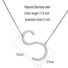 MOMOL Sideways Initial Necklace 18K Gold Plated Stainless Steel Large Big Letters Pendant Necklace Script Name Monogram Necklaces For Women,S - s - 查看 6