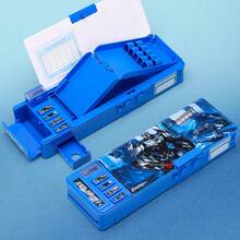 1个密码锁文具盒，双层多功能水豚卡通可爱铅笔盒，防水耐用防刮高品质男女通用学习用品收纳盒，附赠文具袋