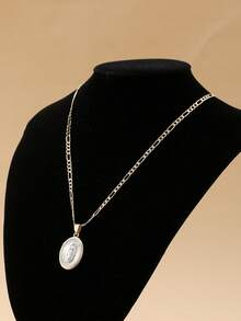 1pc Elegant Women's Jewelry Double-Sided Embossed Necklace With Virgin Mary Cross Pendant, Unique Design Choker For Daily Wear