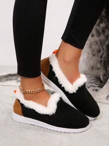 Damskie, proste, jednokolorowe, modne, codzienne, ciepłe buty, odpowiednie do domu, biura, na jesień/zimę, do noszenia w pomieszczeniach i na zewnątrz, buty futrzane