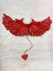 1 pieza Maquillaje de fiesta, disfraces, accesorios, alas de ángel demonio, alas de plumas de pequeño monstruo - Multicolor - Ver 12