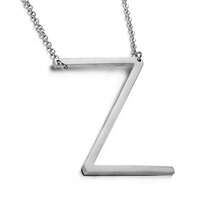 MOMOL Sideways Initial Necklace 18K Gold Plated Stainless Steel Large Big Letters Pendant Necklace Script Name Monogram Necklaces For Women,Z - Z - 查看 1