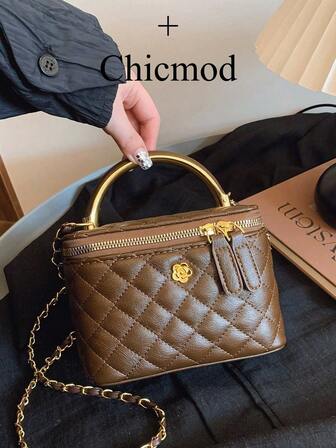 1pc Black Casual Versatile Handheld Small Square Bag, Fashionable Embroidered Checkered Fabric, Suitable For Office, Phone, Lipstick, Coin Storage, Shopping, Wallet, Young Women, College Students, Newlyweds, White-Collar Workers. Ideal For Office, University, Work, Business, Commuting, Outdoor Activities, Travel And Excursions