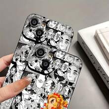Funda para móvil con diseño de Rengoku de  (estilo manga), compatible con teléfonos ,  17,  16 Pro Max,  15 Pro Max,  13 y  12. Fabricada en TPU, ofrece protección contra golpes y caídas. Perfecta para fans del anime, como regalo para amigos, ideal para cumpleaños y para coleccionistas. - Negro - Ver 7