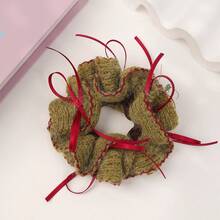 Scrunchies - Dây buộc tóc nơ màu xám - Xem 5