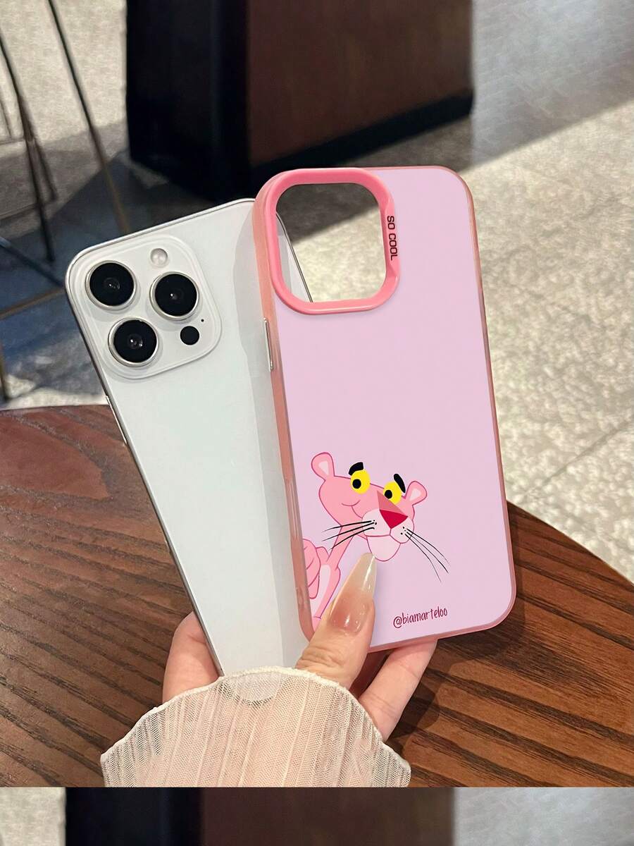 Funda para teléfono con diseño de la Pantera Rosa, compatible con teléfonos , 17, 16 Pro Max, 15 Pro Max, 13 y 12. Fabricada en TPU con un proceso de electrochapado de alta calidad que ofrece protección contra golpes y caídas. Un regalo ideal para familiares, amigos, seres queridos, parejas y para Navidad. - Rosa - Ver 1