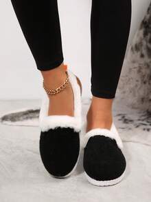 Damskie, proste, jednokolorowe, modne, codzienne, ciepłe buty, odpowiednie do domu, biura, na jesień/zimę, do noszenia w pomieszczeniach i na zewnątrz, buty futrzane