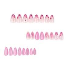 2026hot-Valentine's Day Eye Press On Nails - Pink French Tip Glitter False Nails, Magnetic Love Heart Nails, Date Night Glam Manicure Set - JP3848 - 查看 3