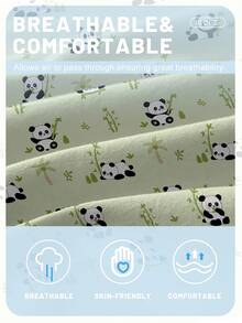 1件卡通熊猫印花磨毛床笠，卧室印花床罩，床上用品（不含枕套） - 彩色 - 查看 6