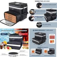 Mochila Repartidor Aislada, Expandible Negro, 20 Litros, Unisex, 3 Compartimentos, Resistente Agua, para Eats, Rappi, DIDI , Picnic, Caminatas, Playa, Camping, Viajes y más(default) - Multicolor - Ver 1