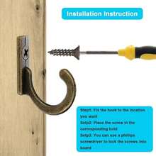 10 Pieces Zinc Alloy Antique Wall Mounted Delicate Small Hooks With Screws For Home Hanging Keys, Towel, Hat, Coat, Kitchen Supplies Etc (Bronze),Bronze - 銅色 - 查看 8