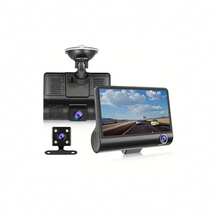 3-In-1 Surveillance Camera, Rearview, Front And Interior For Car - Black - View 2