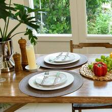 FunWheat Round Braided Placemats Set Of 6 Table Mats For Dining Tables Woven Washable Non-Slip Place Mats 15 Inch(Taupe, 6pcs),Taupe15inchessetof6 - Taupe15inchessetof6 - View 5