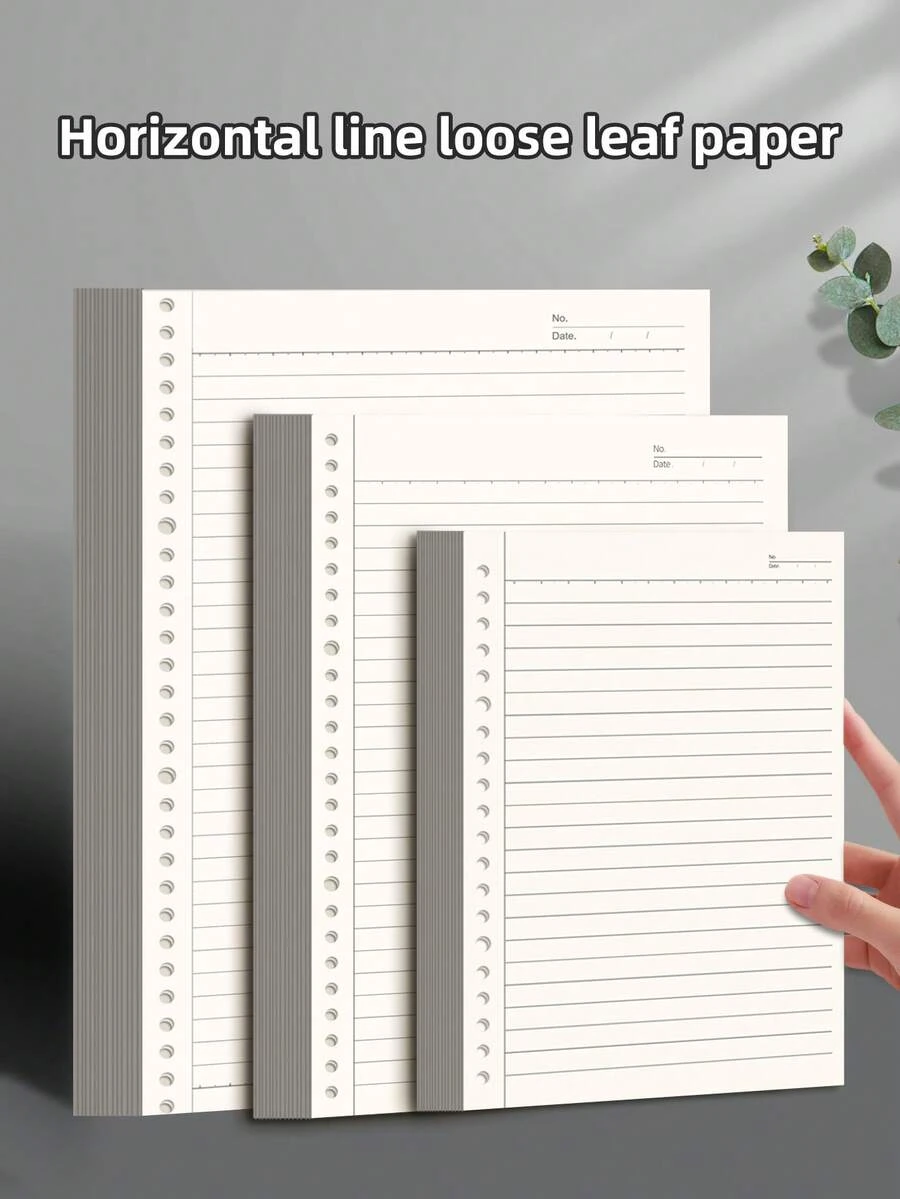 A5/B5/A4 Ruled Refillable Loose Leaf Paper/Planner Insert, Suitable For Loose-Leaf Clip Notebook, Diary, Travel Journal Insert, Detachable Thick Refill Paper, 60 Sheets/120 Pages (Not Including Cover) Back To School - Horizontal Inner Pages - View 1