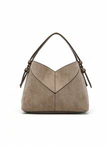 Women Two-Tone Design Mini Canvas Tote Bag, Fashion Shoulder Hand Bucket Bag