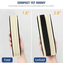New FINPAC Expandable Pencil Case Large Capacity Pencil Box Pen And Marker Storage Pouch Stationery Organizer For Men Women Outdoors Pen Bag Office Supply Beige And Black - Màu be và đen - Xem 3